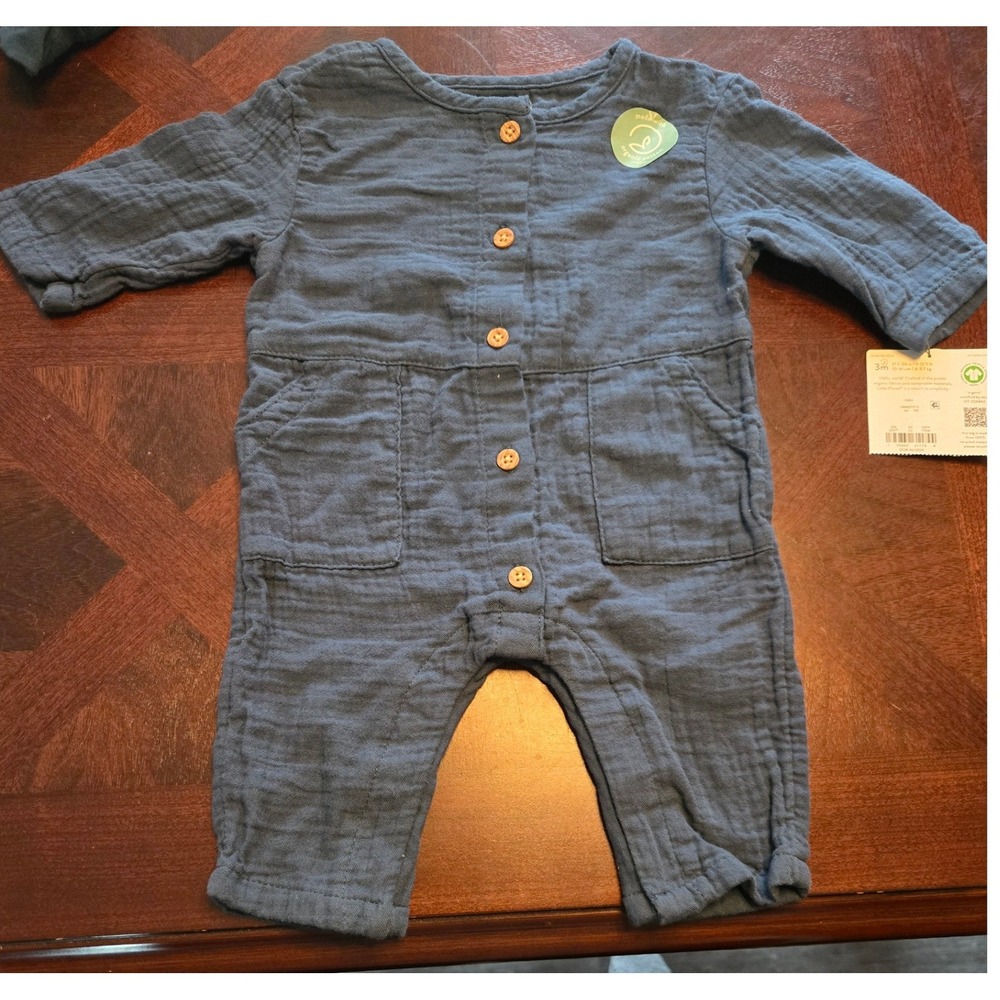 Little Planet by Carters Organic Cotton Gauze Jumpsuit Blue 3M 1R442510